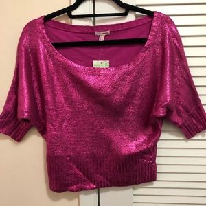 💕 Pink Metallic Crop Sweater XL